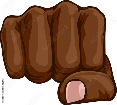 A fist hand punching the in a comic book pop art cartoon illustration style