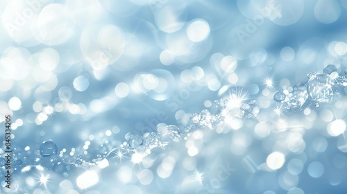 Cool blue bokeh lights with ice-like texture, creating a frosty, serene background.