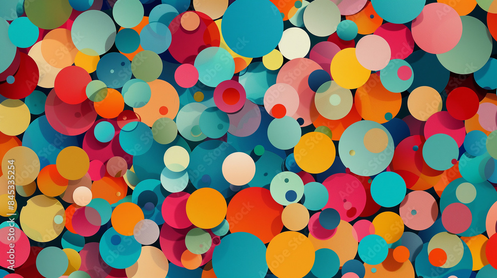 The background is filled with many colored circles of different sizes and intensities. This explosion of colors creates an impression of joy and energy, emphasizing the richness and diversity of form. The background is filled with many colored circles of different sizes and intensities. This explosion of colors creates an impression of joy and energy, emphasizing the richness and diversity of form.