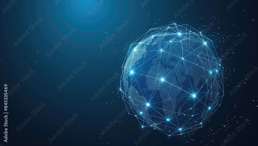 Abstract digital planet earth with glowing connections and global network. Abstract digital planet earth with glowing connections and global network.