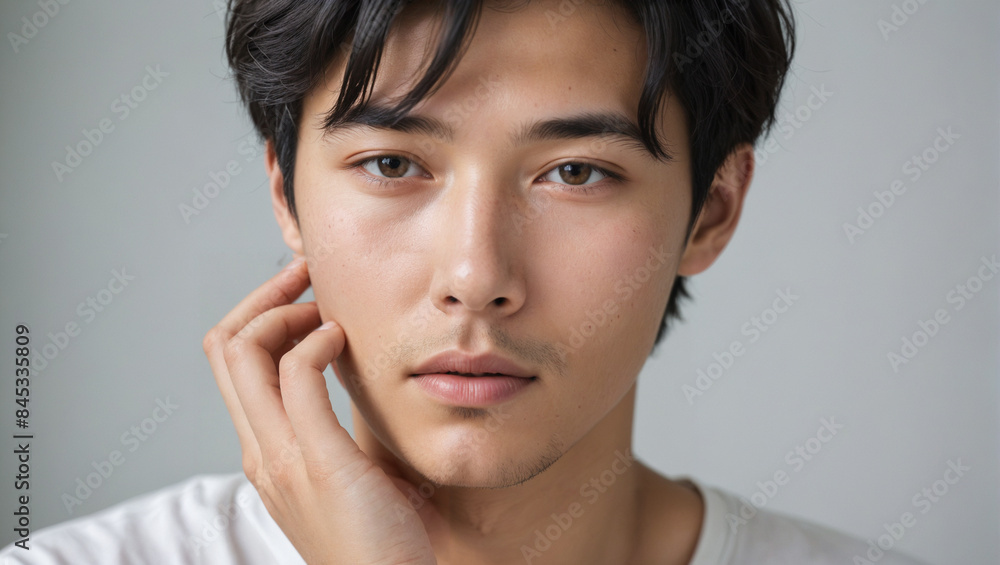 Handsome Asian Man in White T-shirt - Portrait Handsome Asian Man in White T-shirt - Portrait