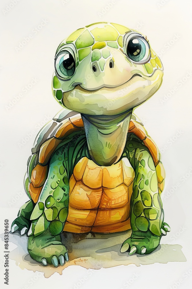 Fototapeta premium Detailed Watercolor Turtle Illustration - Wildlife Art for Posters, Cards, and Design Projects