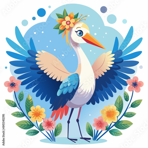 illustration of a cartoon stork bird