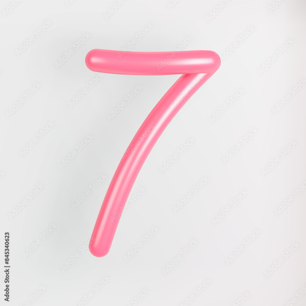 3D Pink Script Number 7 on light background. Cute Cursive Bubble typography symbol vector illustration. 3D Pink Script Number 7 on light background. Cute Cursive Bubble typography symbol vector illustration.