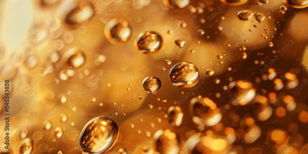 sparkling bubbles in an amber colored liquid, with the focus on the droplets and their delicate textures, set against a soft background that suggests luxury or celebration sparkling bubbles in an amber colored liquid, with the focus on the droplets and their delicate textures, set against a soft background that suggests luxury or celebration