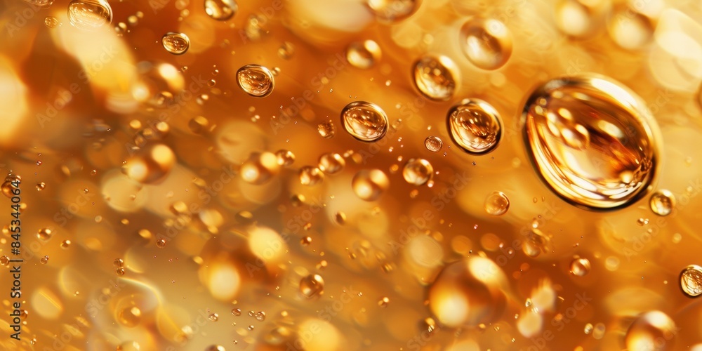 sparkling bubbles in an amber colored liquid, with the focus on the droplets and their delicate textures, set against a soft background that suggests luxury or celebration sparkling bubbles in an amber colored liquid, with the focus on the droplets and their delicate textures, set against a soft background that suggests luxury or celebration
