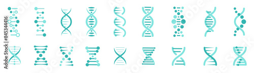 Set of DNA icons. Life gene model bio