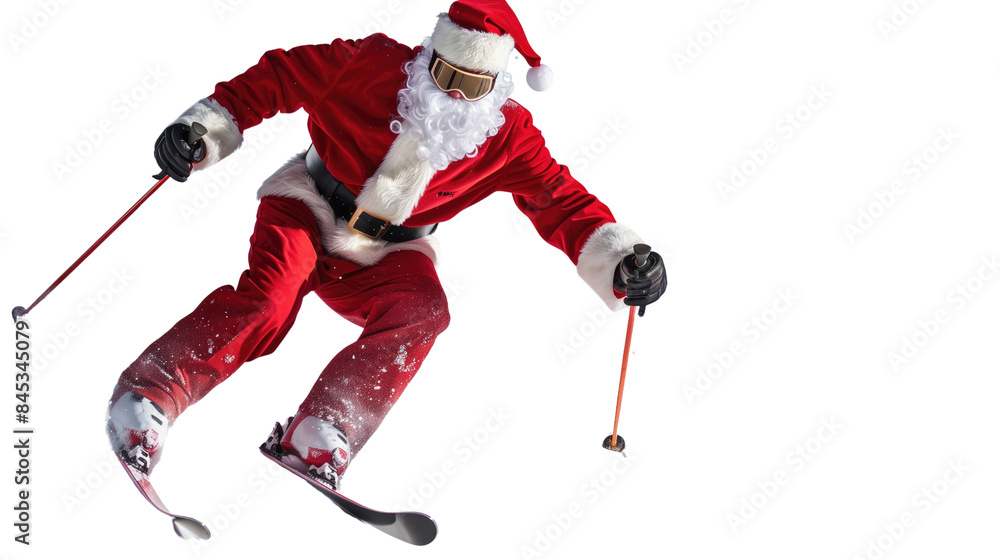 Santa Claus is skiing on a transparent background Santa Claus is skiing on a transparent background