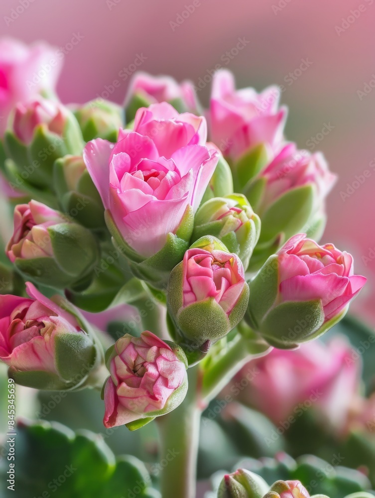 A macro photo of a pink flowering succulent, showcasing the delicate textures and vibrant colors A macro photo of a pink flowering succulent, showcasing the delicate textures and vibrant colors