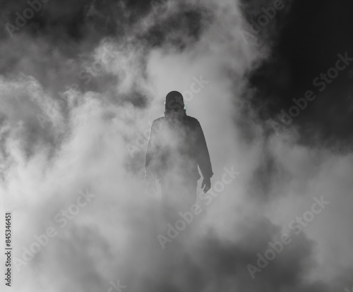 A lone astronaut in a black...