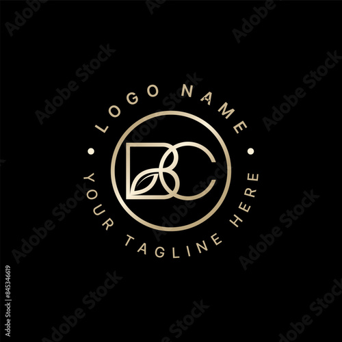 Logo design graphic concept creative premium abstract vector stock initial letter BC line font connect leaf circle. Related monogram typography brand