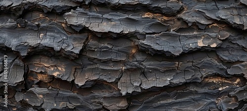 surface texture of old black tree bark, background or texture for 3D. 