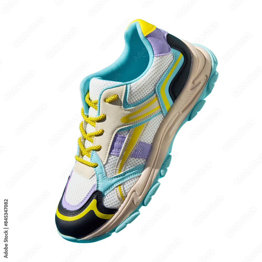 Single colorful sport sneaker isolated on white background. Stylish fashionable sport shoe