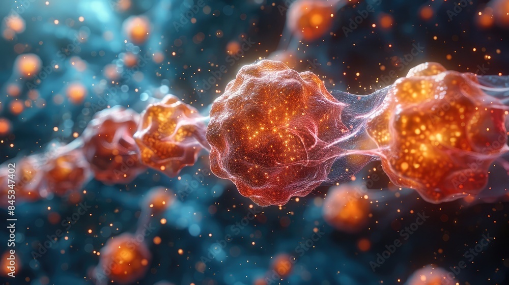 Abstract Representation: Rapidly Dividing Cancer Cells with Vibrant Colors and Dynamic Movement Abstract Representation: Rapidly Dividing Cancer Cells with Vibrant Colors and Dynamic Movement