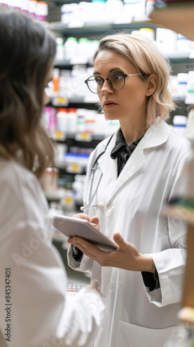 Pharmacist engaging with a client