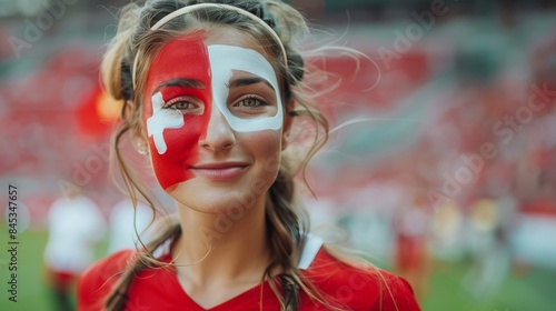 Soccer Fan with National Pride at the Stadium Generative AI