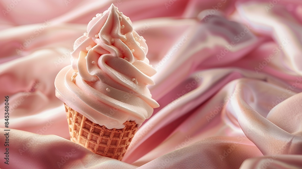 Pink Ice Cream Cone on Pink Cloth Pink Ice Cream Cone on Pink Cloth