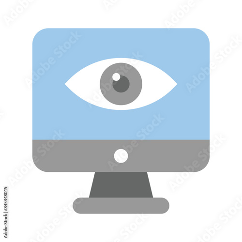 An eye inside the monitor screen showing concept icon of monitoring in trendy style