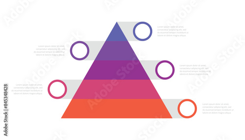 Pyramid infographic template with five level or steps