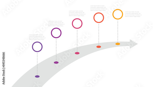 Timeline diagram infographic with road journey concept