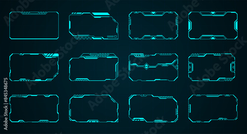 Blue abstract frames technology futuristic interface hud vector design for ui games.	