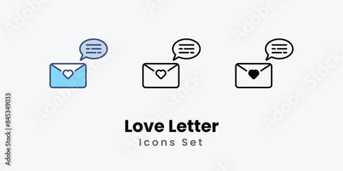 Love Letter icons vector set stock illustration.