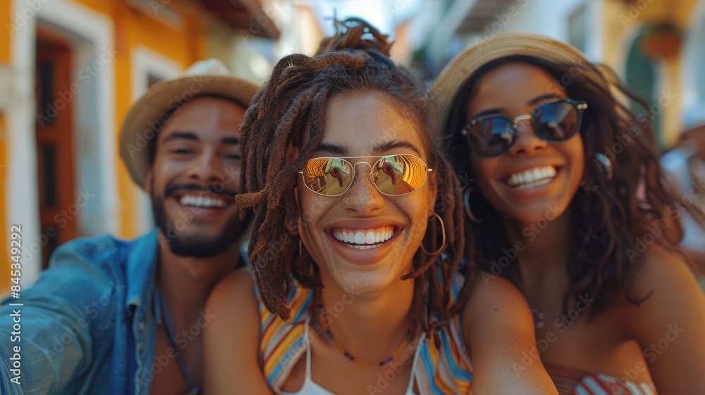 Fototapeta premium happy young woman making selfie. close up. Vacation style, traveling, summer