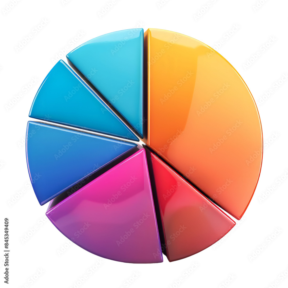 Obraz premium Colorful Pie Chart isolated on transparent background.
