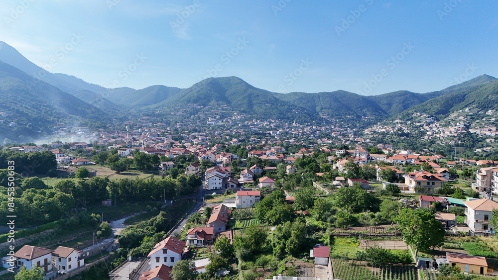 Fototapeta premium Agerola is located in the Amalfi Coast, in Italy.The city is surrounded by lush nature and mountainous landscapes and it is located in a panoramic position about 600 meters above sea level