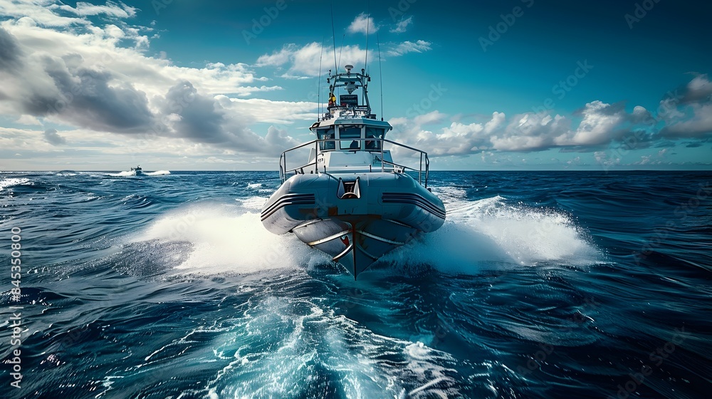 Obraz premium Greenpeace Boat Patrolling Vulnerable Marine Area to Deter Illegal Fishing