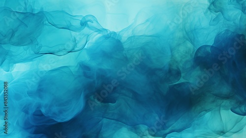 Fluid abstract watercolor painting on turquoise and green background with liquid texture