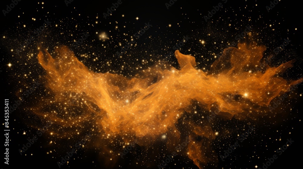 Vibrant orange cosmic explosion amidst glittering stars in the endless expanse of space Vibrant orange cosmic explosion amidst glittering stars in the endless expanse of space