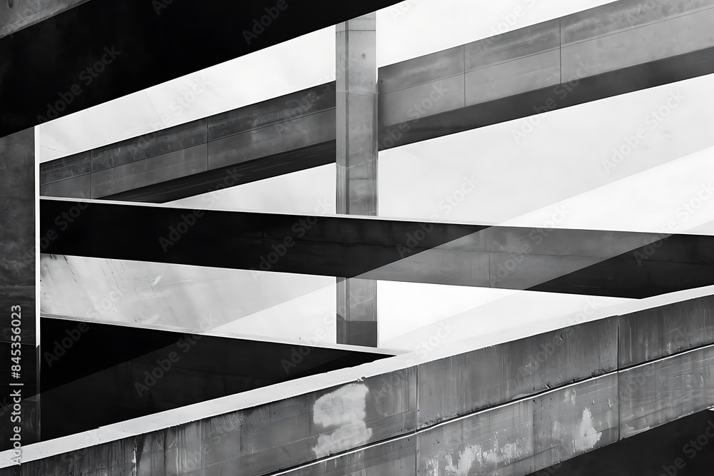 Fototapeta premium An abstract background with mostly monochrome shapes creates a minimalistic, elegant, and modern visual effect