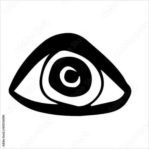 vector element eye doodle black and white image.