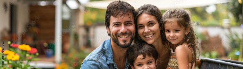 World Environment Day Rainwater Harvesting Focus on a family setting up a rainwater harvesting system World Environment Day Rainwater Harvesting Focus on a family setting up a rainwater harvesting system