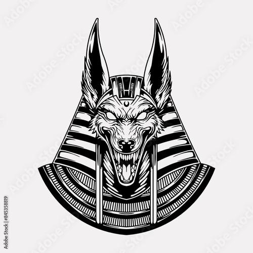 Ancient egypt mythology anubis tattoo vector illustration