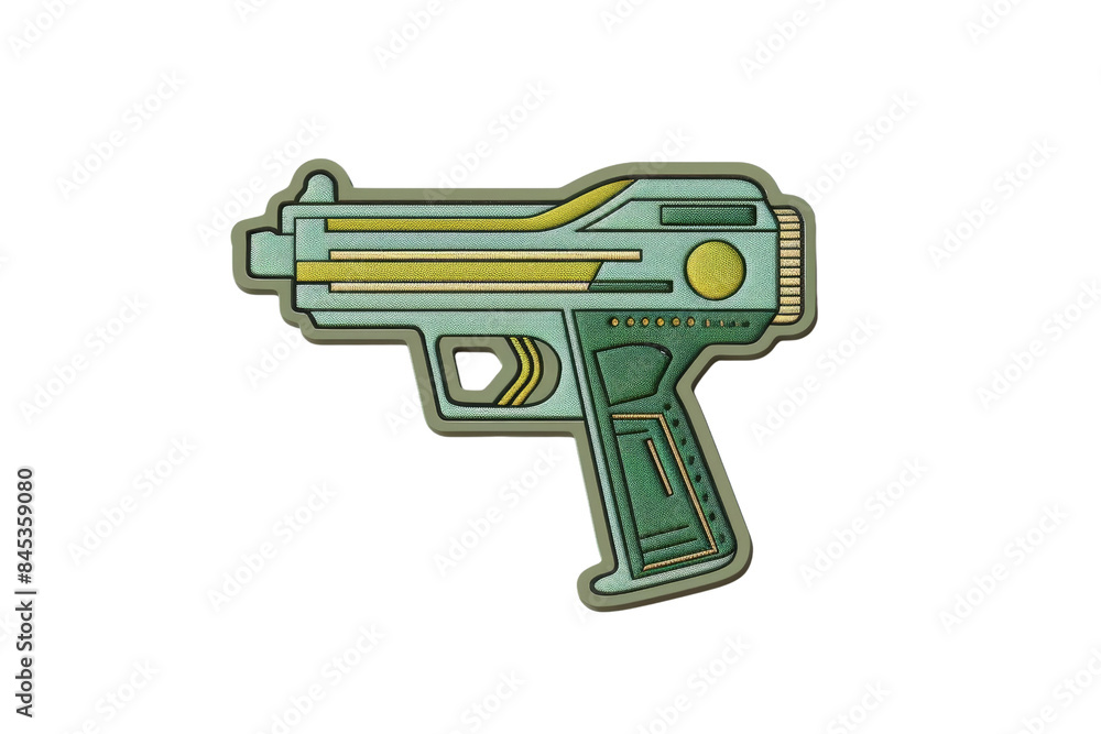Futuristic ray gun design with vibrant colors, resembling a sci-fi weapon icon, perfect for digital art or game design elements. Futuristic ray gun design with vibrant colors, resembling a sci-fi weapon icon, perfect for digital art or game design elements.
