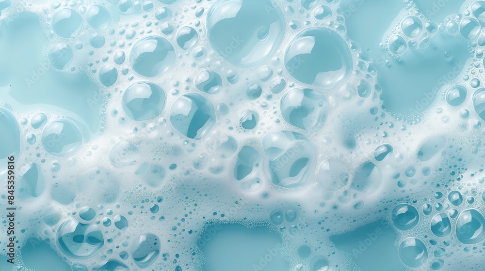 Close-Up of Soap Bubbles on Light Blue Background with Soft Foam and Reflections Creating a Clean and Fresh Aesthetic Close-Up of Soap Bubbles on Light Blue Background with Soft Foam and Reflections Creating a Clean and Fresh Aesthetic
