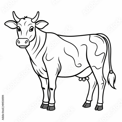 cow line art vector for coloring book svg