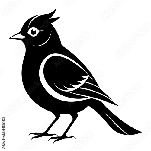 Kinglet bird silhouette black different style vector illustration line art photo