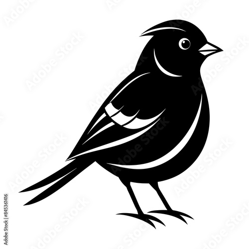 Kinglet bird silhouette black different style vector illustration line art