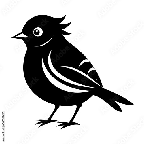 Kinglet bird silhouette black different style vector illustration line art