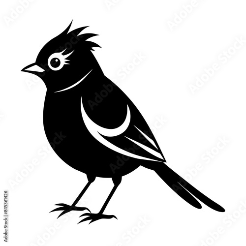 Kinglet bird silhouette black different style vector illustration line art