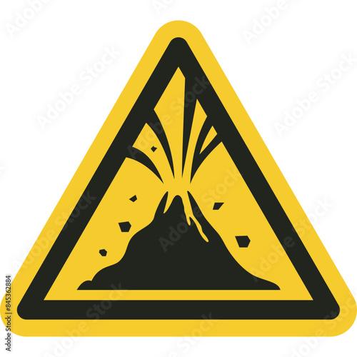 ISO warning safety signs_warning ; active volcano zone symbol and pictogram only size 1 x 1 x 1 triangular shape