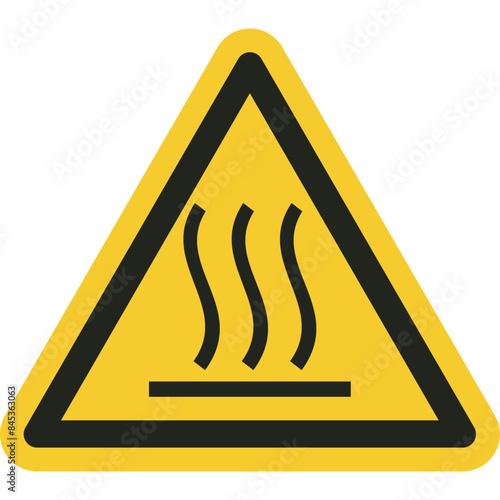 ISO warning safety signs_warning ; hot surface symbol and pictogram only size 1 x 1 x 1 triangular shape
