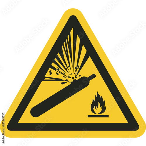 ISO warning safety signs_warning ; pressurized cylinders ymbol and pictogram only size 1 x 1 x 1 triangular shape