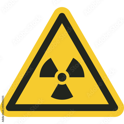 ISO warning safety signs_warning ; radioactive material or ionizing radiation symbol and pictogram only size 1 x 1 x 1 triangular shape