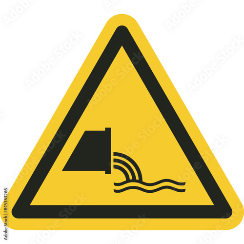 ISO warning safety signs_warning ; sewage effluent outfall symbol and pictogram only size 1 x 1 x 1 triangular shape