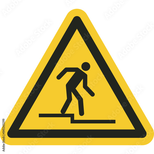ISO warning safety signs_warning ; step down symbol and pictogram only size 1 x 1 x 1 triangular shape