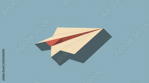 Wallpaper Mural Beige paper airplane with a red interior on a blue background. Minimalistic digital illustration with shadow effect. Travel and simplicity concept. Design for poster, wallpaper, and banner Torontodigital.ca